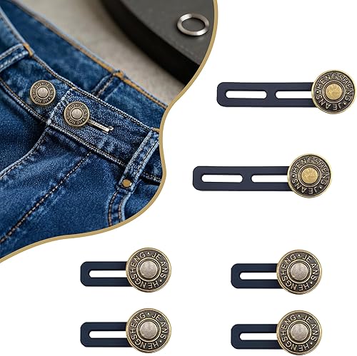 Lot de 6 rallonges de boutons élastiques en métal pour pantalons, extenseurs, boutons de pantalon réglables, pour chemise, pantalon, robe, pantalon pour homme et femme - Nail Gallerys