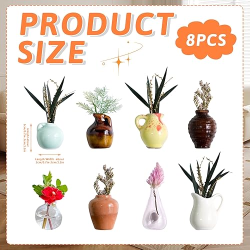 Lot de 8 mini aimants de vase, aimants de réfrigérateur, aimants pour tableau magnétique, aimants de réfrigérateur, vases à fleurs en résine 3D, accessoires de réfrigérateur amusants pour cuisine et - Nail Gallerys