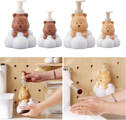 Pitadue Distributeur de savon moussant rechargeable pour les mains et shampooing Motif ours de dessin animé 250/500 ml - Nail Gallerys