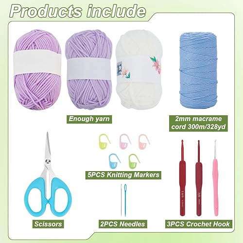 FREEBLOSS Kit de Sac au Crochet DIY Kit de Crochet pour Débutants Kit de Sac de Plage Fait Maison Kit de Fabrication de Sacs au Crochet pour Débutants Kit de Crochet pour Adultes Tutoriel - Nail Gallerys
