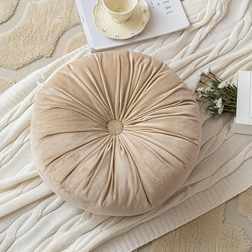 Fouriding Coussin rond en forme de citrouille - 40 cm - Coussin de sol - Tapis de prière pour salon, canapé, lit, chaise, sol, voiture, décoration d'intérieur (bleu) - Nail Gallerys