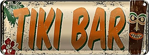 Tiki Bar vintage | Plaque en métal | Décoration rétro | 10 x 27 cm - Nail Gallerys