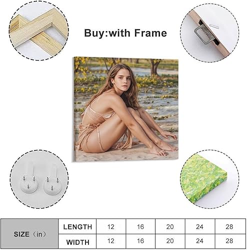 ZAJSGPUR Poster esthétique sur toile Emma Watson, étoile féminine, décoration murale, salon, chambre à coucher, 50 x 50 cm, style cadre - Nail Gallerys