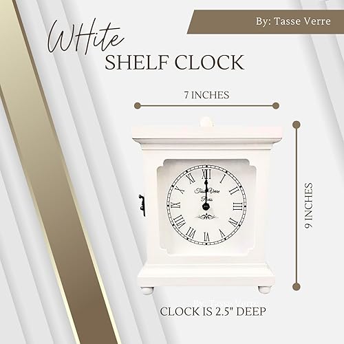 Tasse Verre Horloge Blanche pour étagère, Table ou Bureau 22,9 x 17,8 cm – Décoration Rustique en Bois silencieuse – Bureau, Chambre à Coucher, cheminée, Salon, Salon Familial. Fonctionne avec Piles - Nail Gallerys