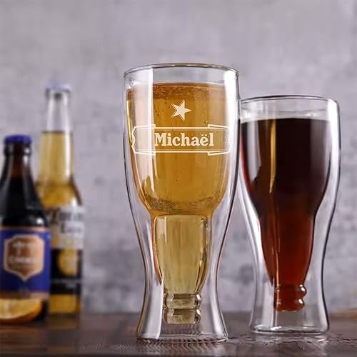 CADEAUX.COM - Verre à Bière Bouteille Renversée Personnalisé - Prénom Personnalisable - Cadeau Anniversaire Homme - Cadeau Fete des Peres - Nail Gallerys