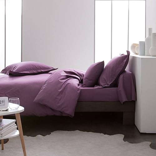 housse de couette 220cm x 240cm uni figue - 100% coton design actuel - Nail Gallerys