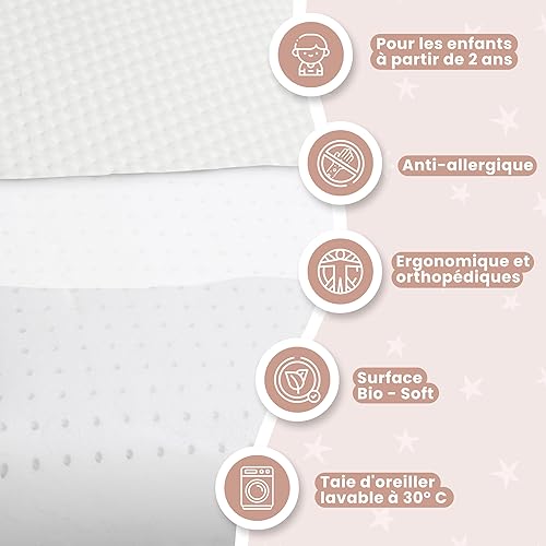 Wolkenfeld Oreiller cervical en mousse à mémoire de forme, 70 x 40 x 12 cm, respirant et confortable, soutien optimal pour la nuque, le dos et les épaules, fibre Tencel, certifié Oeko-TEX - Nail Gallerys