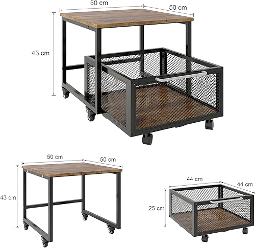 PUNCIA Support de Réfrigérateur 50x50x43cm avec Panier à Tiroir Roulant Plateau de Mini Frigo Portable Armoire à Café avec Grande Capacité Étagère Debout Table pour Chambre Cuisine(Marron) - Nail Gallerys