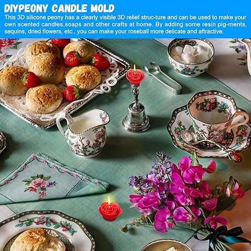 Lot de 4 moules en silicone en forme de fleur, pour fabrication de savon, bougies, bougies en forme de fleur, avec 20 mèches de bougie de 6 cm pour bricolage, artisanat, anniversaire, fête de mariage - Nail Gallerys