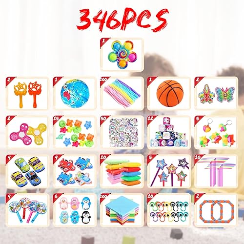 346 Pièces Assortiment Jouets pour Enfants, Party Favors pour Enfants, Cadeaux de Fête Anniversaire, Pinata Remplissage, School Award, Prix du Trésor pour Fille Garçon, Cadeau pour Fille Garçon - Nail Gallerys