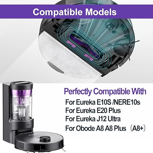 8 Pièces Brosse Latérale pour EUREKA NERE10S/E20S Plus/J12 Ultra/Midea M9/V12/Obode A8 A8 Plus（A8+） Robots Aspirateurs, Accessoires Durables en Silicone - Nail Gallerys
