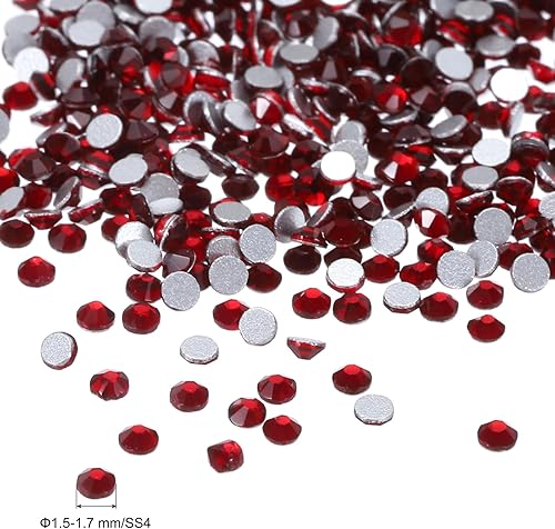 PATIKIL SS4/1440Pcs Strass en Verre Diamant, Gemmes Artificielles, Rouge Foncé - Nail Gallerys