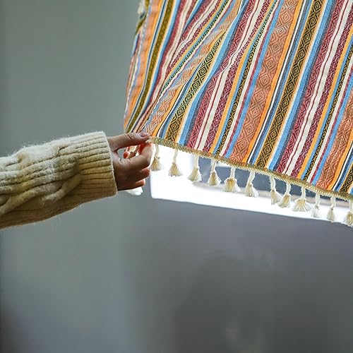 ANAZOZ Rideau Court Placard 60 x 90 cm x 1 pcs, Brodé à Rayures Géométriques Orange Rouge Bleu, Rideau Lin Coton Cuisine Porte Entrée Passe Tringle - Nail Gallerys