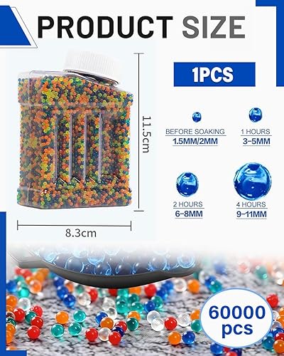 Perles d'eau, environ 60 000 perles d'eau colorées, décoratives et colorées, peuvent être utilisées pour la décoration de bricolage, le remplissage de vases, les perles de gel floral. - Nail Gallerys