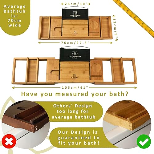 Blooming Lily Plateau de Bain Robuste avec Support pour Verre à vin, iPad et Plus Encore – Convient à la Plupart des baignoires Britanniques - Nail Gallerys