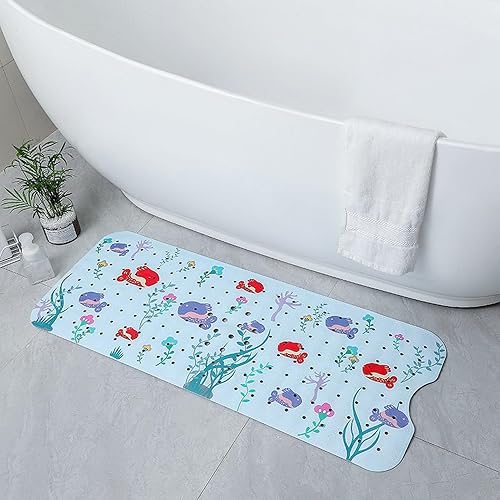 bephible Tapis de bain sûr pour bébé avec ventouses Motif dessin animé Résistant à l'usure Design antidérapant Super doux Séchage rapide Bleu bébé M - Nail Gallerys