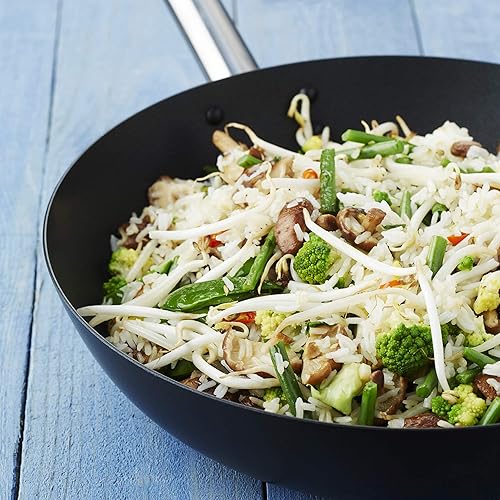 A'Domo Point-Virgule Wok en Acier Carbone avec Revêtement Anti-adhérent pour Feu Gaz, Eletrique, Céramique, Induction Compris, 20cm - Nail Gallerys