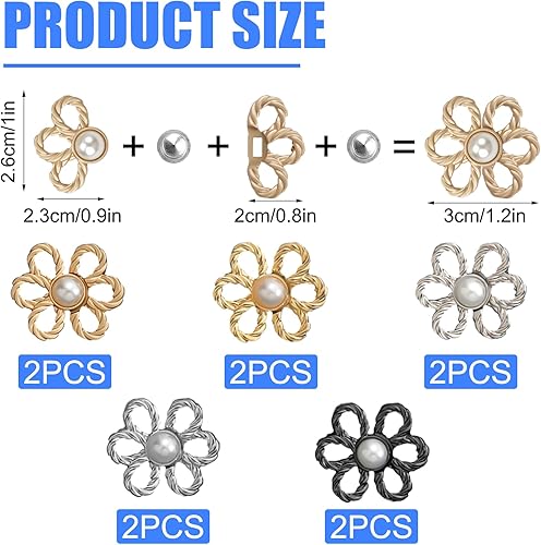 10 Piecs D'épingles à Boutons en Jean à Fleurs, Bouton Jean Clipsable Ajustable, Bouton de Jean à Clipser Soi Même, Pince pour Pantalon Trop Large Serre Taille Pantalon Changer le Tour de Taille - Nail Gallerys