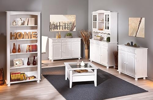 Inter Link - Commode de style rustique - Buffet - Buffet buffet - Style rustique - Meuble d'appoint - Pin massif - 3 portes - 3 tiroirs - Naturel laqué - Abaco - Nail Gallerys