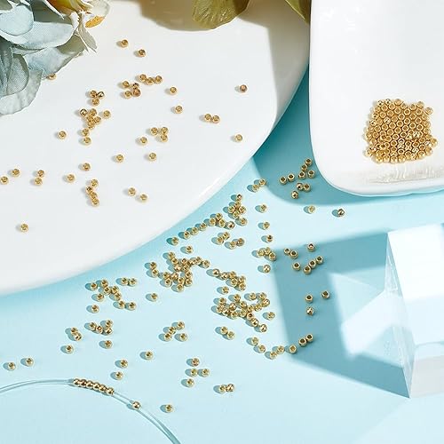 UNICRAFTALE 300 pièces 2mm Perles à Ecraser Or Perles à Sertir Perles Acier Inoxydable Perles Entretoise Rondes Perles en Vrac Perles pour Bracelet Perles pour Colliers Bracelet Fabrication de Bijoux - Nail Gallerys