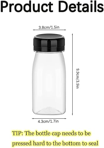 Lot de 2 récipients à boissons compacts avec couvercles sécurisés – 100 ml réutilisables en plastique transparent pour le stockage du lait, du jus et des smoothies - Nail Gallerys