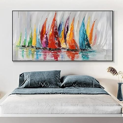 DHHXY Voilier coloré Impression Sur Toile XXL scandinave classique rétro océan grand voilier décoration murale sur toile 40 x 80 cm sans cadre - Nail Gallerys