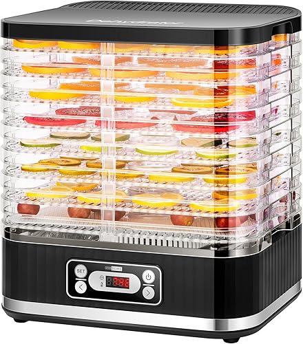VIVOHOME Déshydrateur Alimentaire 8 compartiments 400W BPA avec réglage de la température de 35°C à 70°C incl. minuterie 72H et recette pour viande fruits et friandises pour animaux :  Cuisine et Maison - Nail Gallerys