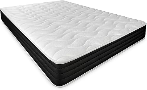 DUÉRMETE ONLINE Lit Complet avec Matelas Pocket Visco réversible (Face Hiver/été) + sommier renforcé 40 x 30 mm avec Pieds métalliques filetés, Acier allié, Gris, 135 x 190 - Nail Gallerys