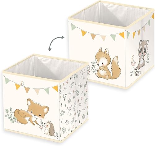 Herding babybest Boîte de Rangement Les Amis de la forêt, env. 30 x 30 x 30 cm, à poser sur une étagère ou à même le sol, 100% polypropylène, intérieur 100% papier - Nail Gallerys