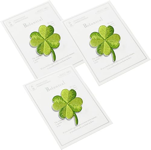 Hshenjhu 3 Pièce Ecusson Thermocollant, Patch Thermocollant Enfant, Ecusson a Repassage Trèfle à Quatre Feuilles, Brodés Patch, pour Vêtements, Robes, Pantalons, Chapeaux, Jeans - Nail Gallerys
