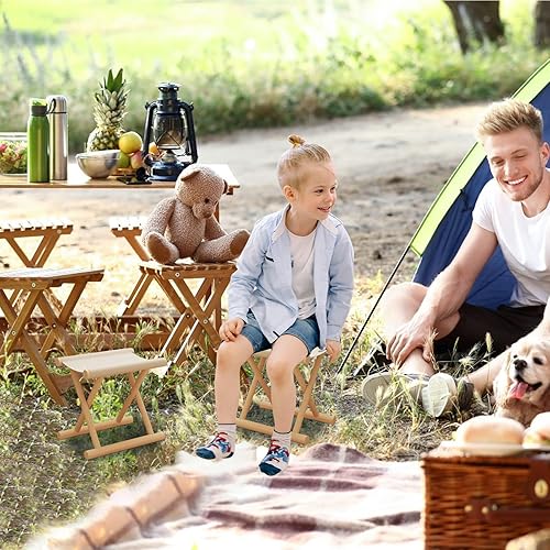 Tabouret Pliant,Tabouret Pliant en Bois Massif | Siège Léger Meuble Stable pour Extérieur Jardin Cuisine Salle de Bain Chambre Dortoir Coiffeuse Pêche - Nail Gallerys