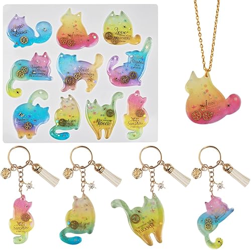 Voyyphixa Moule en Silicone de Chat - Kit à Bijoux en Résine - Animal - Adultes - Non Pliant - Nail Gallerys