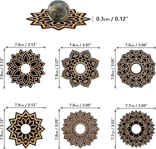 AHANDMAKER 6 pièces Présentoir de Sphère de Cristal en Bois, Support de Boule de Cristal pour Sphère de 3-7 cm, Support D'Affichage en Bois Noir pour de Boule de Cristal de Pierre Naturelle, Fleur - Nail Gallerys