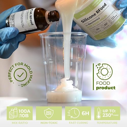 Caoutchouc silicone alimentaire R FOOD | Moules pour aliments DIY | Silicone non toxique certifié | Facile à utiliser à la maison | Pour chocolats, pâte à sucre, glace, gaufres et plus (1 kg) - Nail Gallerys