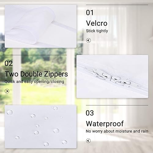 Calfeutrage de Fenêtre 400CM, Kit de Joint Fenetre Climatiseur Mobile Étanche, Fermeture*4, Tuyaux Simples&Doubles Disponibles, Idéal pour Climatiseurs et Séchoirs Mobiles, aucun Perçage, Blanc - Nail Gallerys