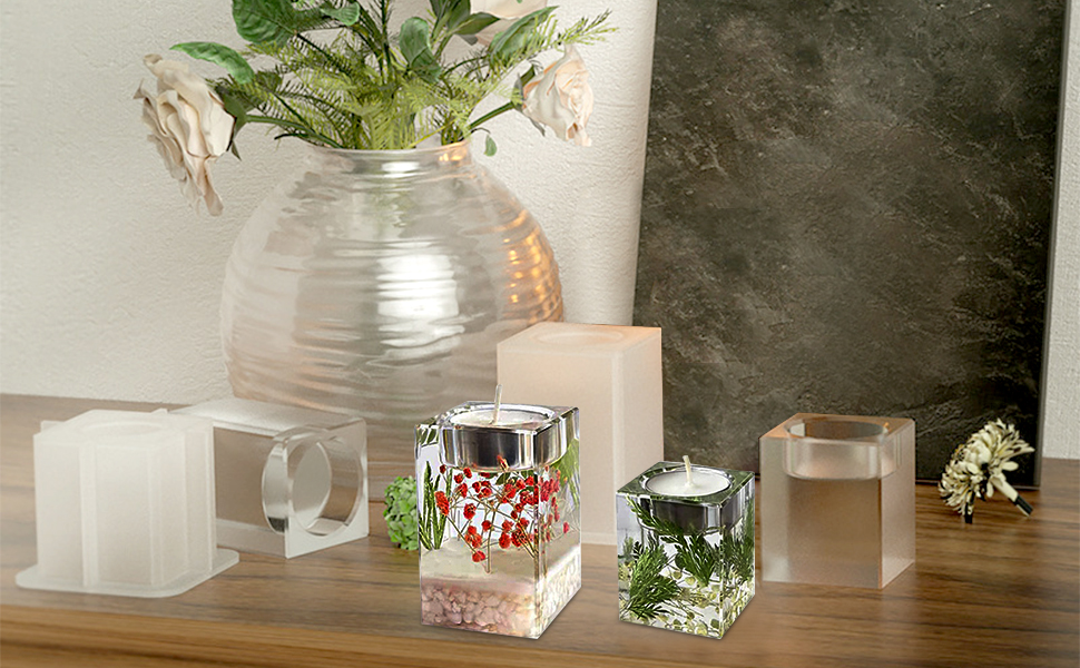 Moule Resine Epoxy Silicone pour Bougeoirs, Moule Silicone Resine Epoxy Moulage 