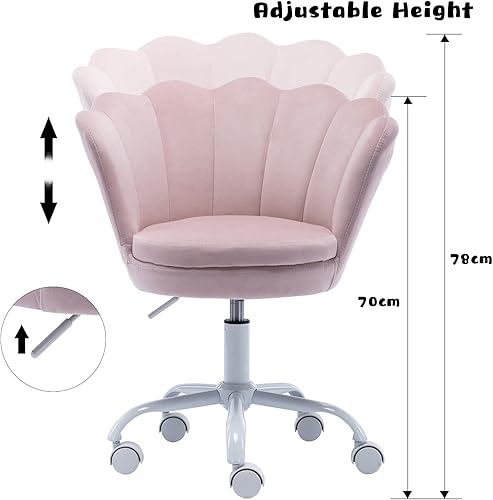 Wahson Chaise de Bureau pour Fille, Chaise Bureau Enfant Fauteuil Bureau Pivotant pour Adolescents Chaise de Bureau Chambre en Velours, Rose Clair - Nail Gallerys