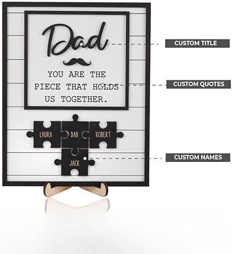 Cadre de puzzle personnalisé Dad You Are The Piece That Hold Us Together en bois à faire soi-même, fête des pères, puzzle personnalisé pour plaques de papa (15 x 20 cm) - Nail Gallerys