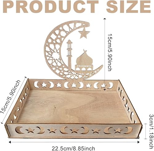 Plateau Ramadan en Bois Plateau en Bois pour L'aïd Plateau à Dessert pour L'islam Ramadan Décorations De Table pour L'aïd Mubarak Fournitures pour Fêtes Musulmanes (A) - Nail Gallerys