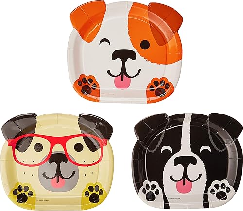 Creative Converting Lot de 8 assiettes en carton en forme de chiens mignons - Nail Gallerys