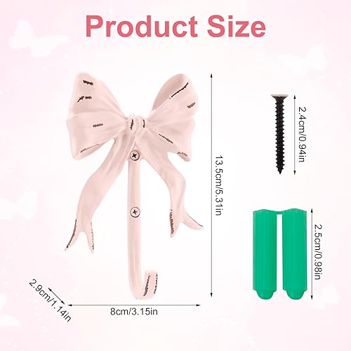 Gosknor Crochet Noeud Rose Décoration de Chambre, Mignon Crochets Muraux Doux et Polyvalent Crochet Décoratif pour Suspendre des Chapeaux des Serviettes Manteaux Une Salle de Bain Une Douche un Salon - Nail Gallerys