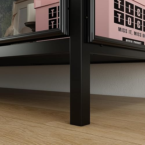 DEZAGCE Vitrine en verre avec 2 portes et cadre en fer - 40 x 140 x 75 cm - Noir - Nail Gallerys