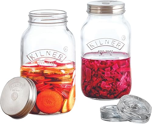 Kilner Lot de 2 Verres de 1 Litre en Verre de Fermentation Transparent 10 x 10 x 18 cm - Nail Gallerys