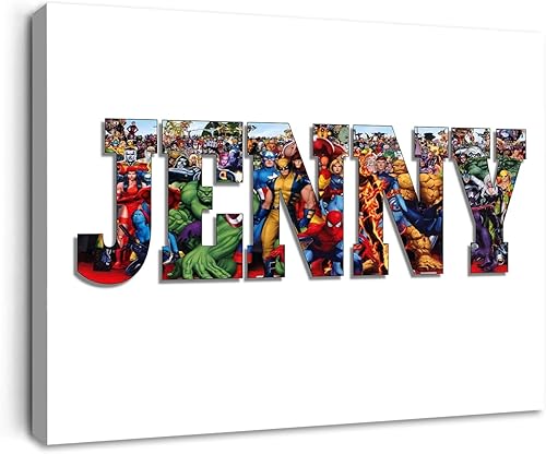 sky art Grande affiche personnalisable avec nom Avengers - Impression sur toile - Décoration murale - Décoration murale - Cadeau - 30 x 40 cm Gris - Nail Gallerys