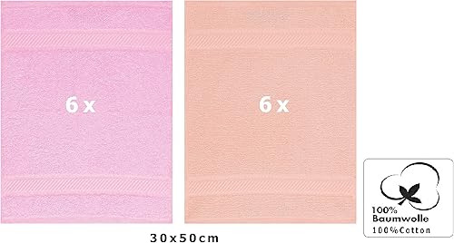 Betz Lot de 12 Serviettes d'invité Palermo 100% Coton Taille 30x50 cm Couleurs Rose & Abricot - Nail Gallerys
