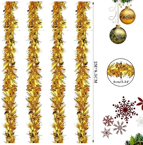 Coicok 4 Pièces Guirlande Noël, Guirlande Noel Sapin, Guirlande de Décoration Noël, pour Décoration de Fête de Noël Sapin Intérieures et Extérieures-Or - Nail Gallerys