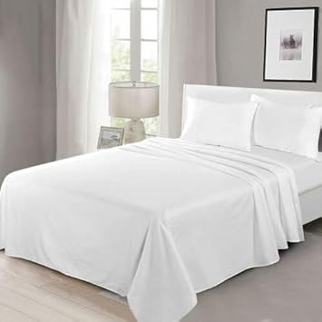 Parure de lit 100 % coton égyptien super doux, respirant, hypoallergénique, facile d'entretien, 200 fils au pouce carré, de qualité hôtelière (blanc, super king size) - Nail Gallerys