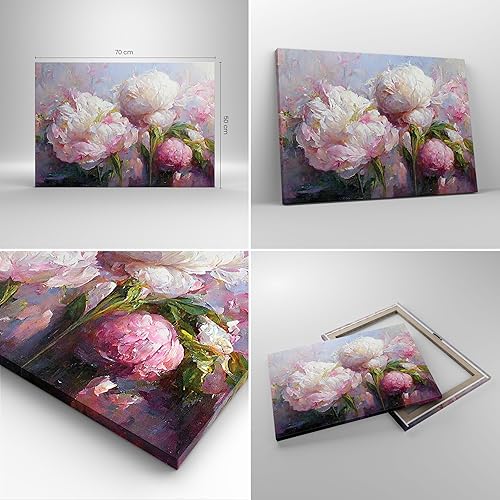 ARTTOR Moderne Impression sur Toile Fleurs Pivoines Classicisme Image Tableau Decoration Murale 70x50cm Deco Cadre Décoration Salon Chambre Horizontal Tableaux Decoratifs Muraux Art Wall AA70x50-5975 - Nail Gallerys