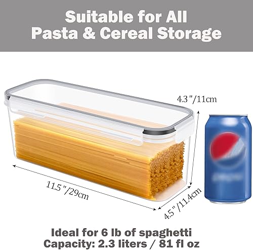 HRUISE Lot de 3 boîtes de rangement hermétiques rectangulaires de 2.3 l avec couvercles, en plastique sans BPA, pour la cuisine, le garde-manger, pour les pâtes, les céréales, les flocons d'avoine - Nail Gallerys