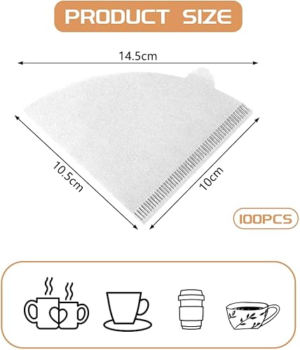 HOTUT Papier filtre à café coniques, 100 pièces Filtre en papier jetables en forme de V, V01 taille 2 pour les marques de café leaders du marché, pour cônes d'égouttage/machines à verser - blanc - Nail Gallerys
